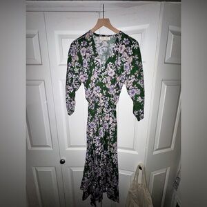 Christie Brinkley Green Floral Wrap Dress